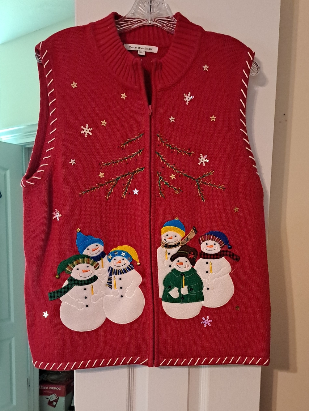 Vintage Mercer Street Studio Red Women's Christmas Sweater